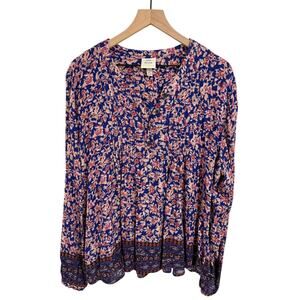 Knox Rose Boho Border Print LS Shirt Womens XL